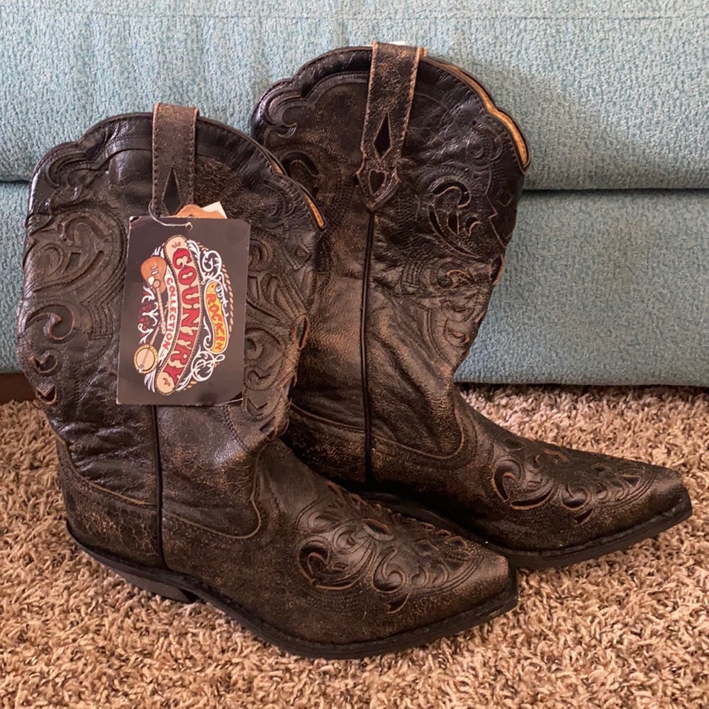 Dark Brown Leather Boots